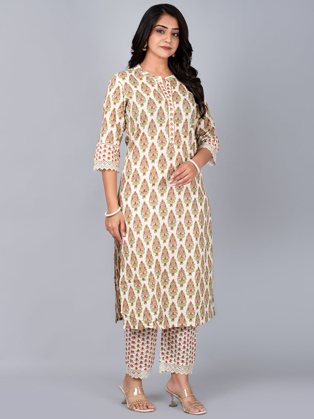 Straight Kurta With Stand Coller Neck & Pant