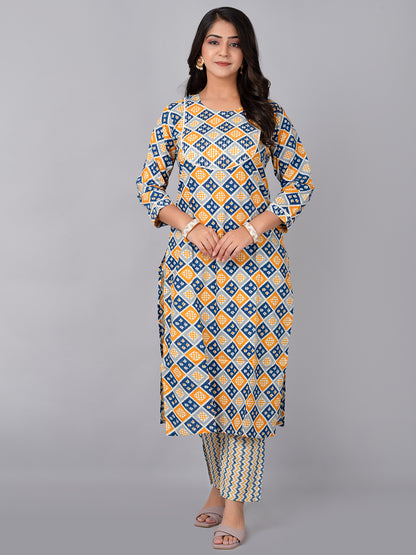 Straight kurta with thread work at neck & pant