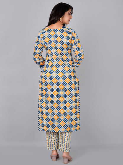 Straight kurta with thread work at neck & pant