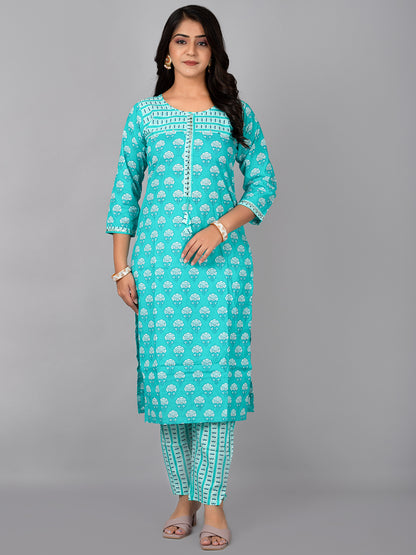 Floral Straight kurta with printed pant