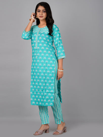 Floral Straight kurta with printed pant