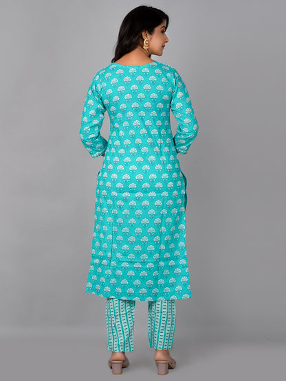 Floral Straight kurta with printed pant