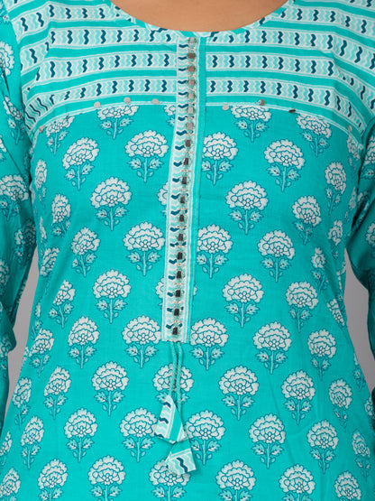 Floral Straight kurta with printed pant