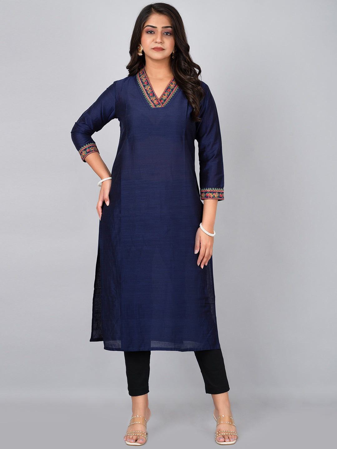 Stand Coller Kurta With Embroidery work