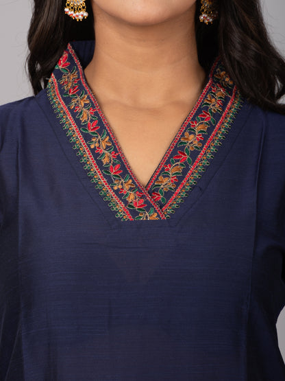 Stand Coller Kurta With Embroidery work