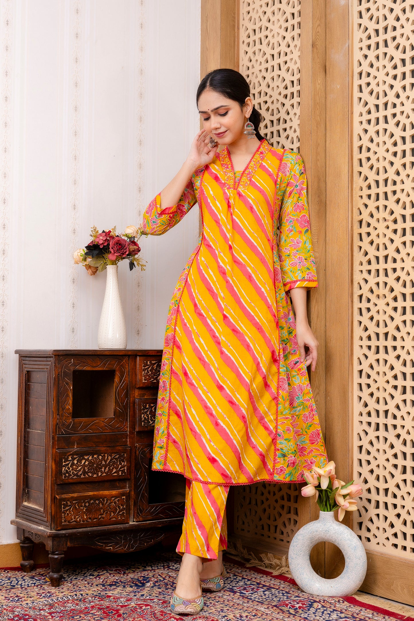 Anarkali Kurta Pant Dupatta Set