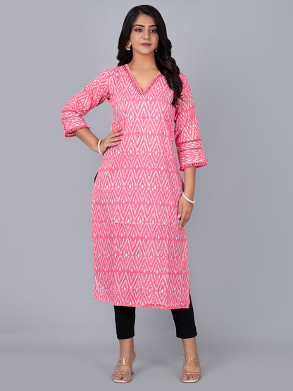 V Cut Neck Straight Kurta With Handwork