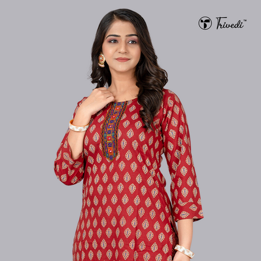 kurta with neck & flair work with pant