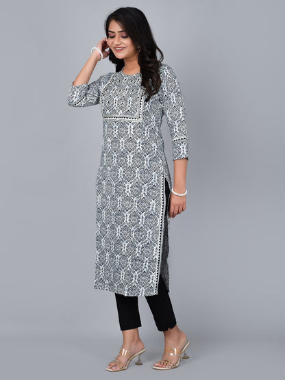 Straight Kurta With Mirror Work