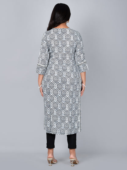 Straight Kurta With Mirror Work