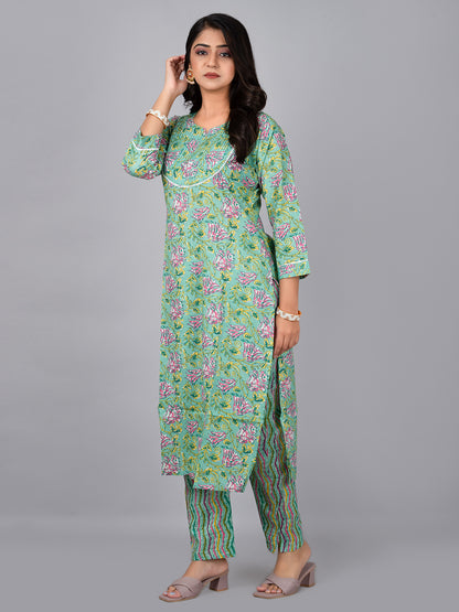 Straight Kurta with Thread Work At Neck & Pant