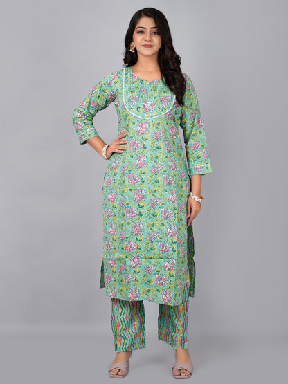 Straight Kurta with Thread Work At Neck & Pant