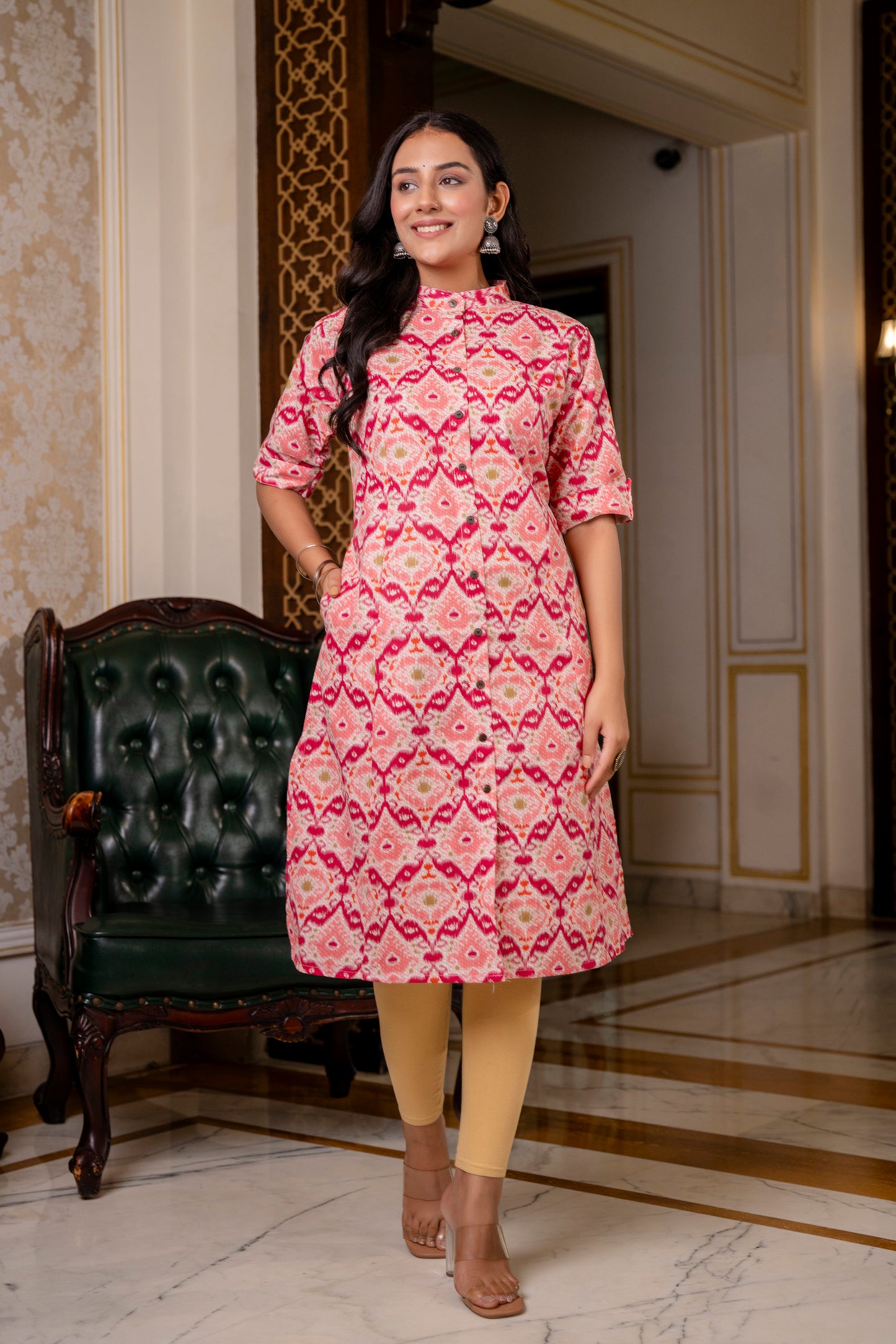 Traditional Pink Multicolor Print Kurti