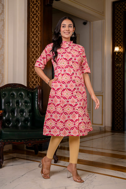 Traditional Pink Multicolor Print Kurti