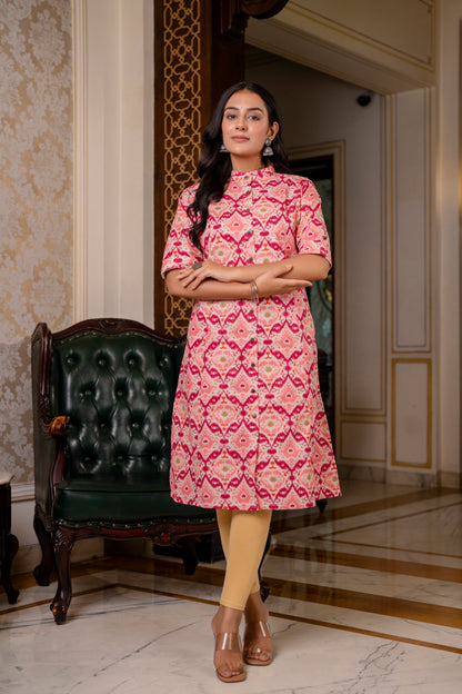 Traditional Pink Multicolor Print Kurti