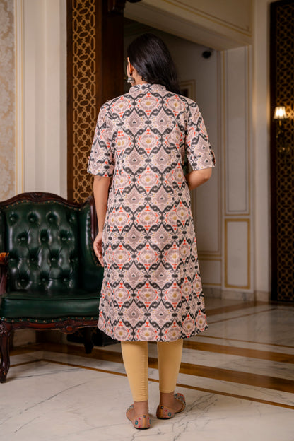 Traditional Black Multicolour Print Kurti