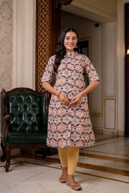 Traditional Black Multicolour Print Kurti