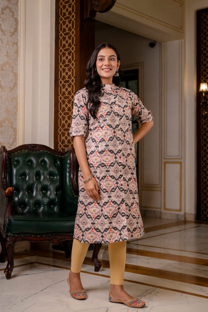 Traditional Black Multicolour Print Kurti