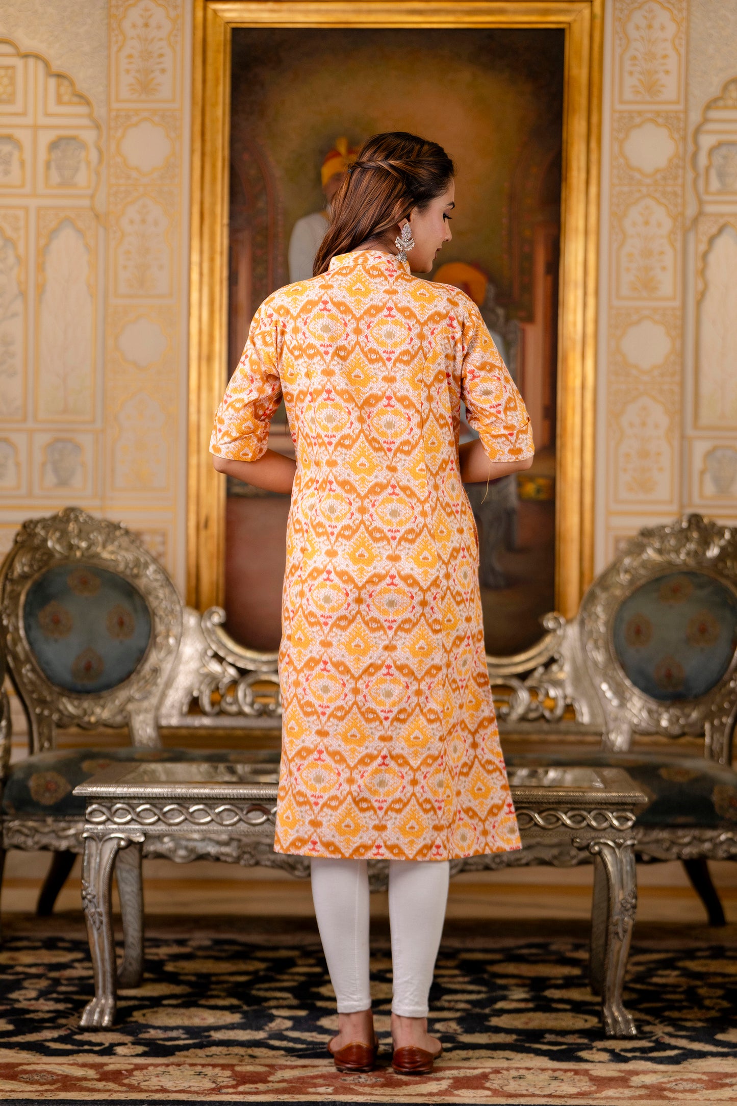 Traditional Yellow Multicolor Print Kurti