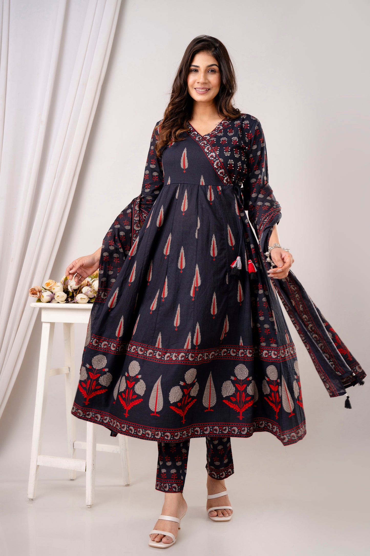 Designer Anarkali Kurta Pant Dupatta set