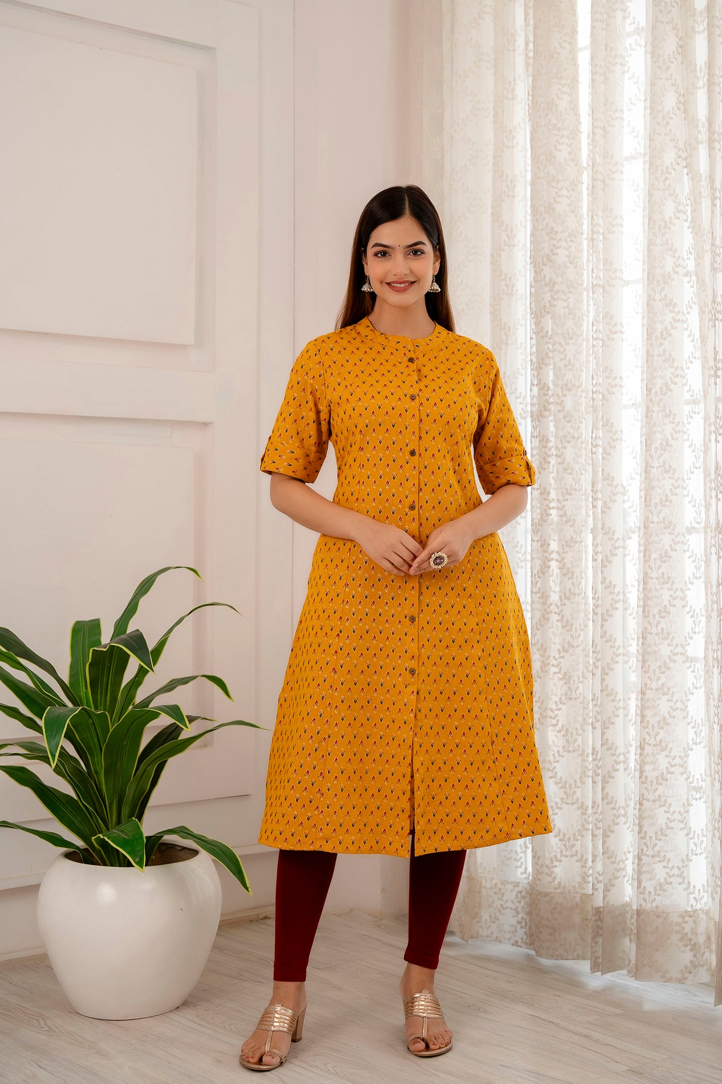 Traditional Print A-line Office Wear Kurti