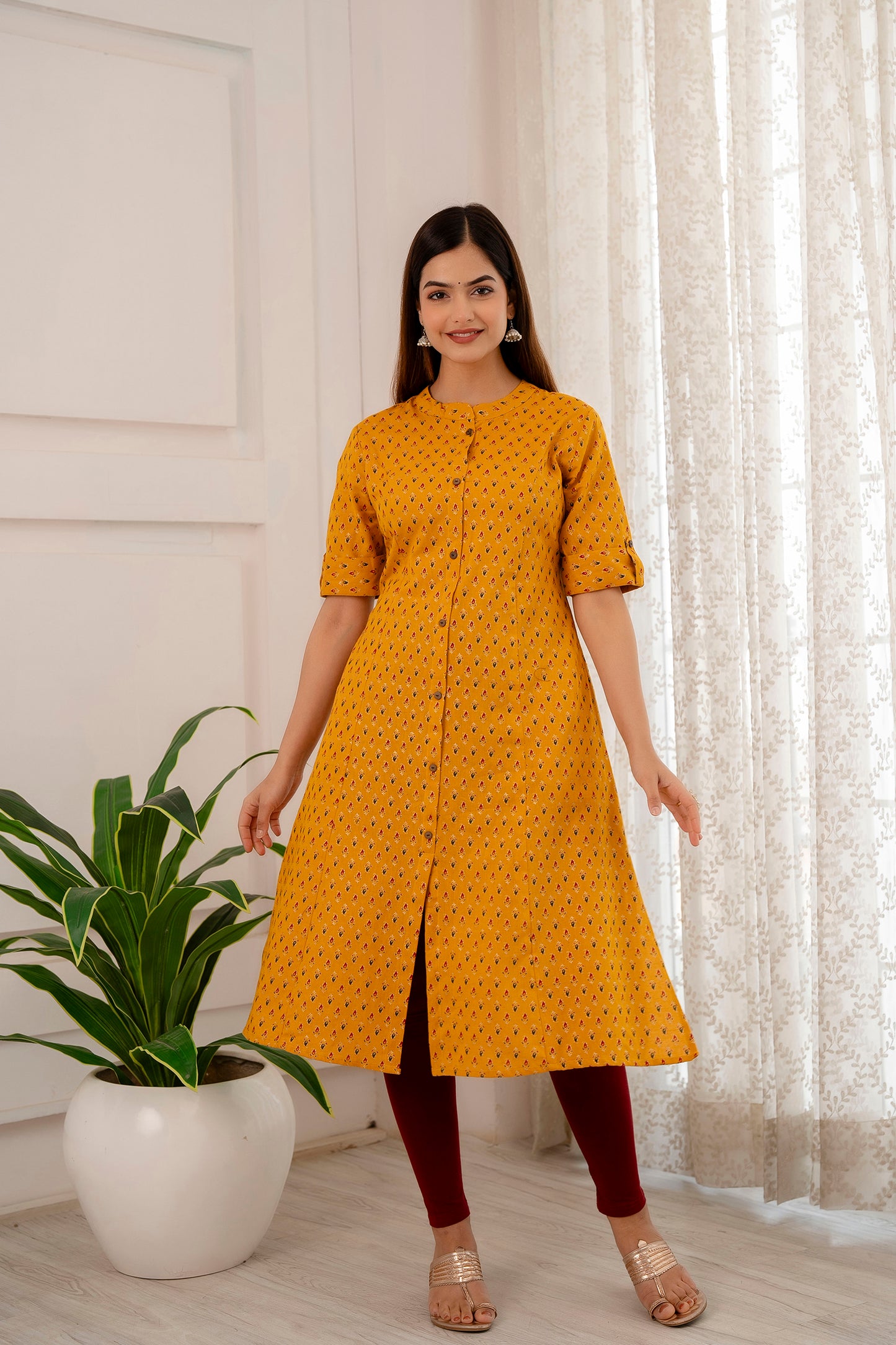 Traditional Print A-line Office Wear Kurti