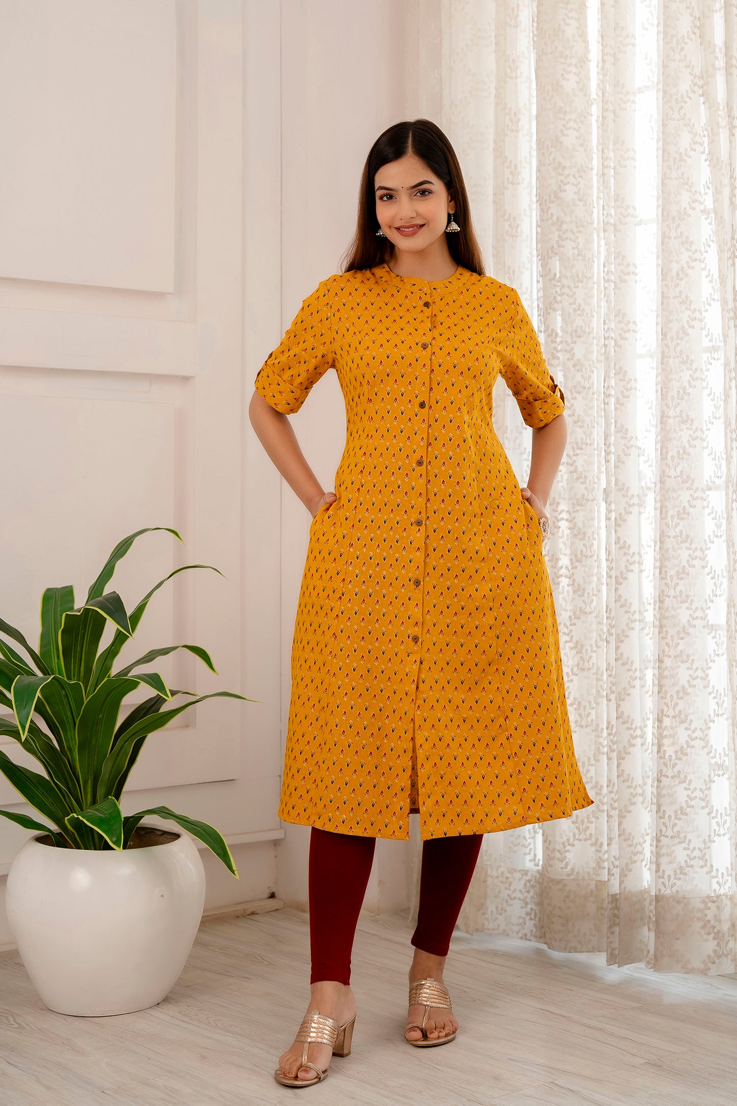 Traditional Print A-line Office Wear Kurti