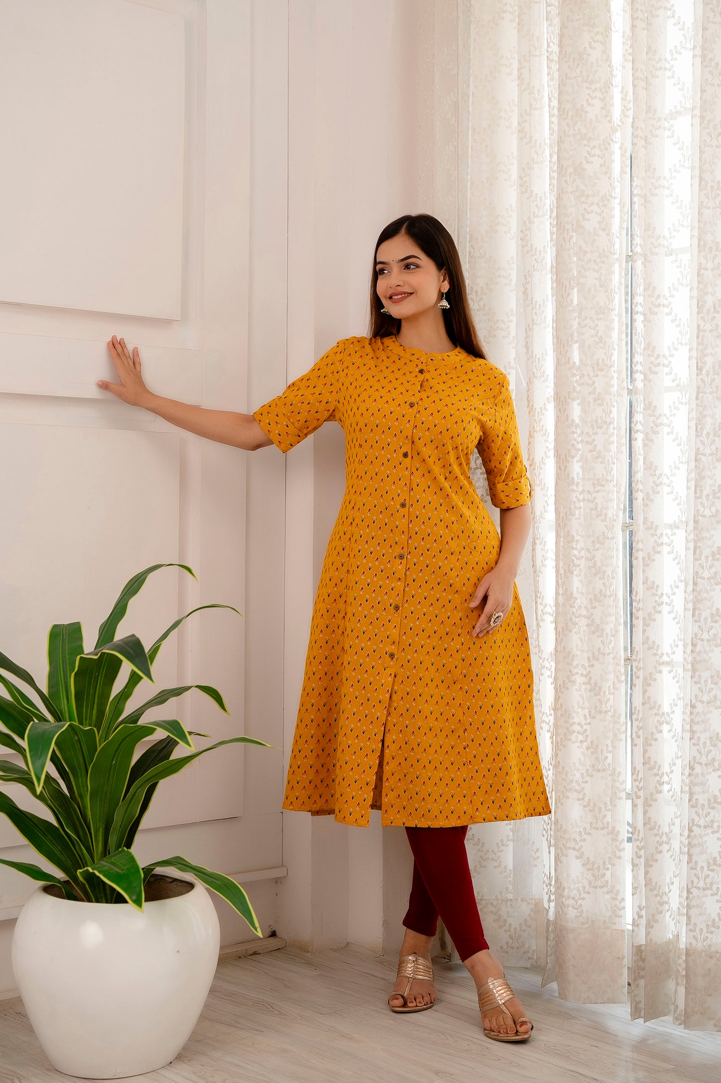 Traditional Print A-line Office Wear Kurti