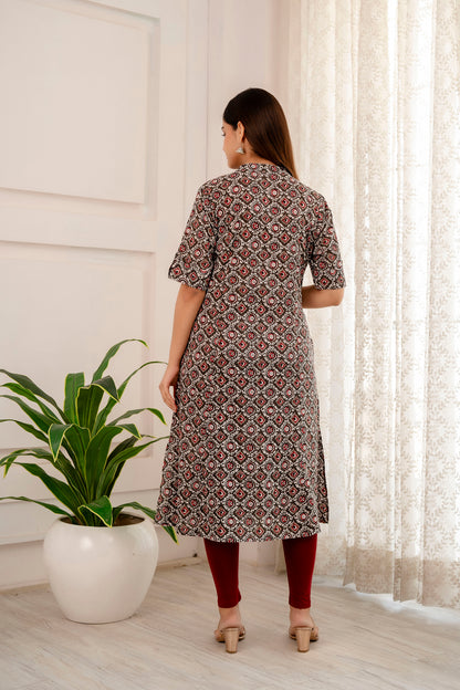 Kalamkari Print A-line Office Wear Kurti