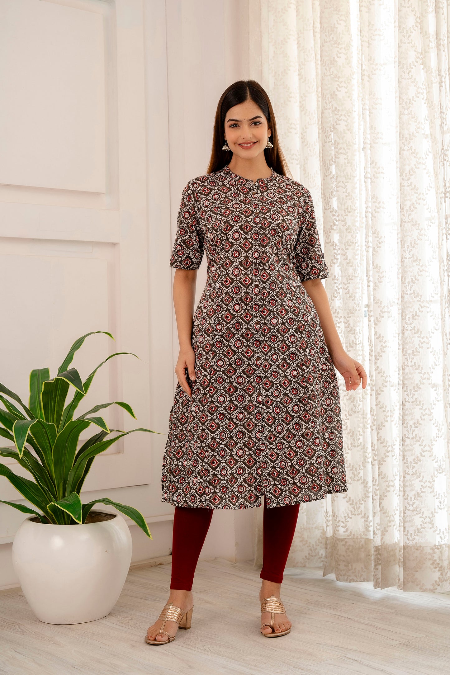 Kalamkari Print A-line Office Wear Kurti