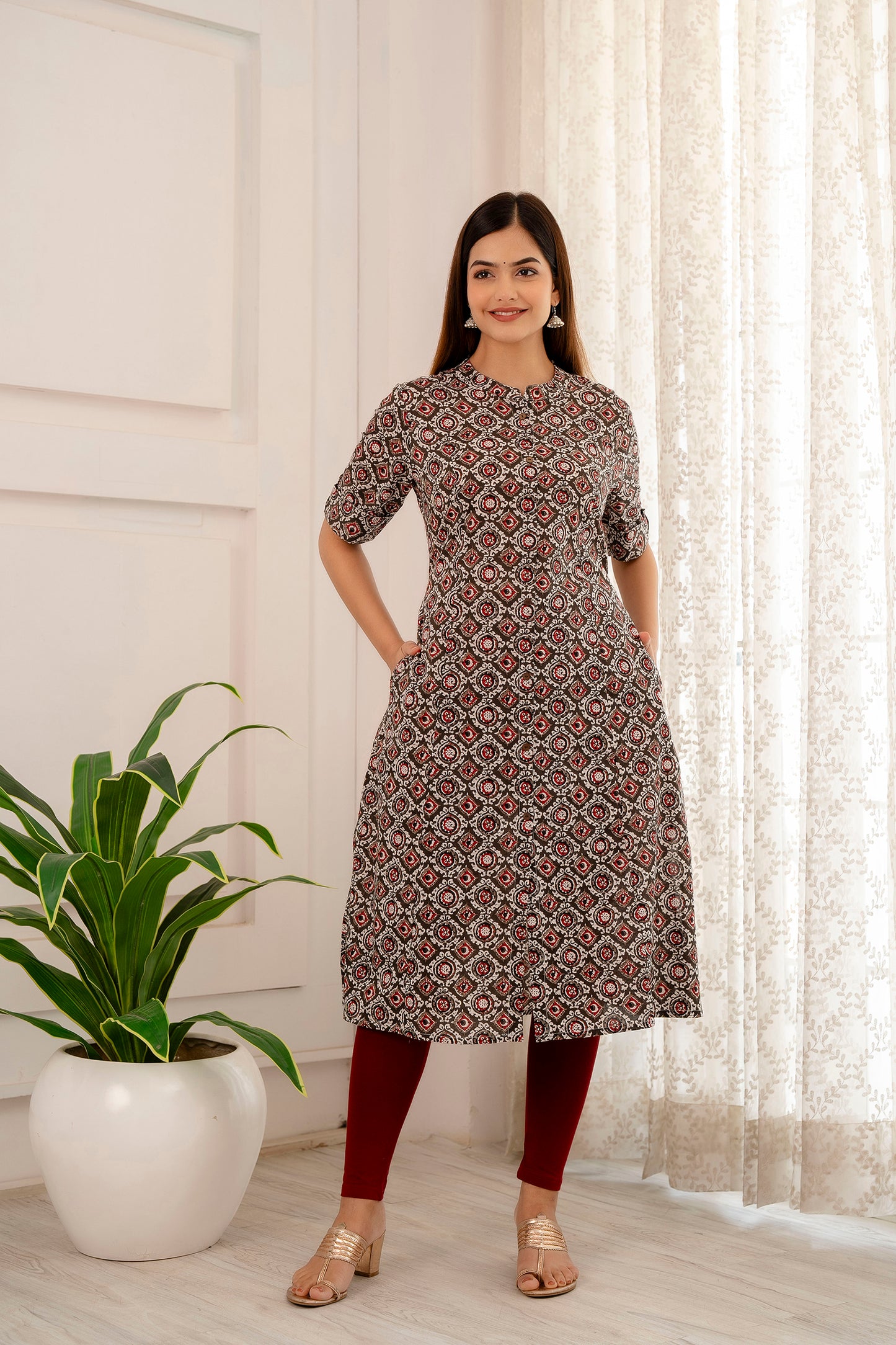 Kalamkari Print A-line Office Wear Kurti