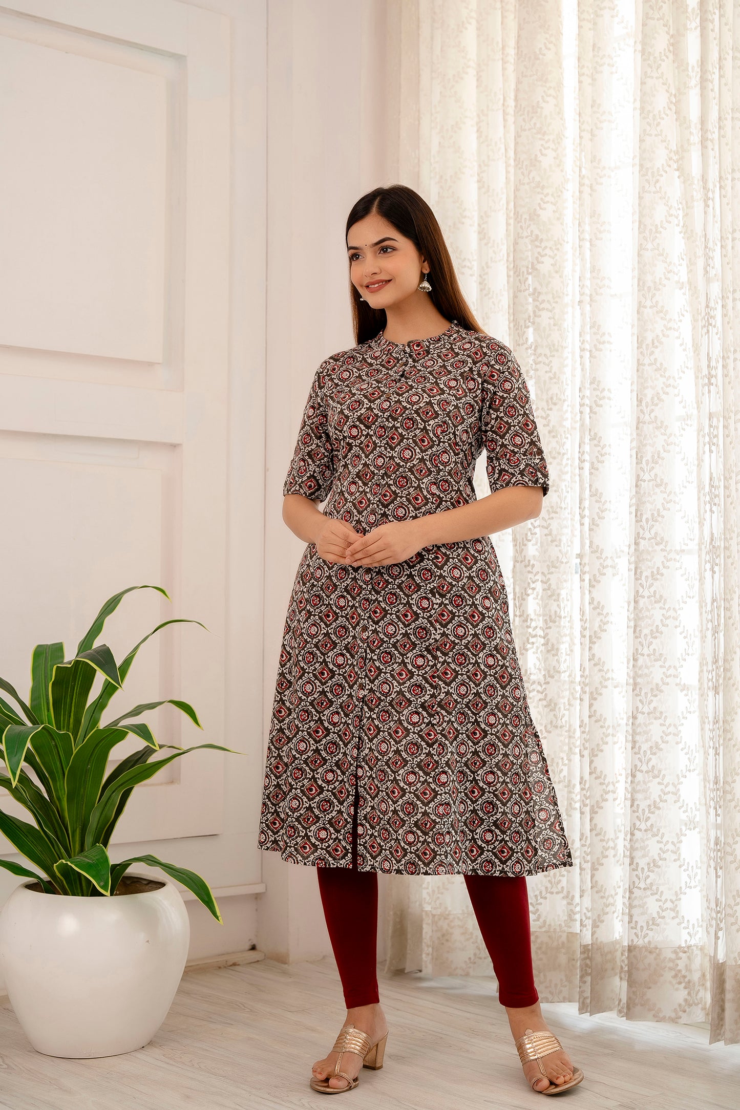 Kalamkari Print A-line Office Wear Kurti