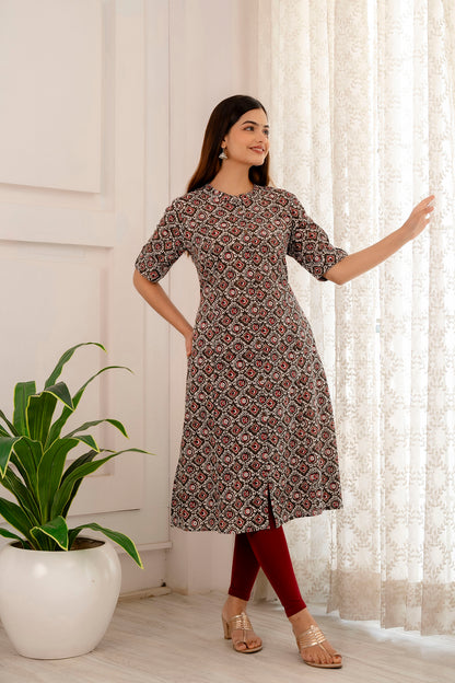 Kalamkari Print A-line Office Wear Kurti