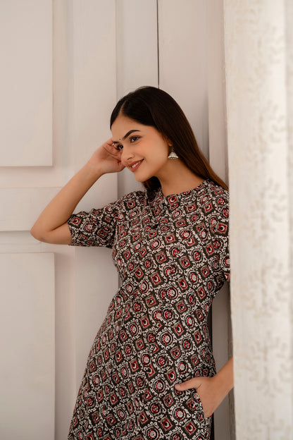 Kalamkari Print A-line Office Wear Kurti