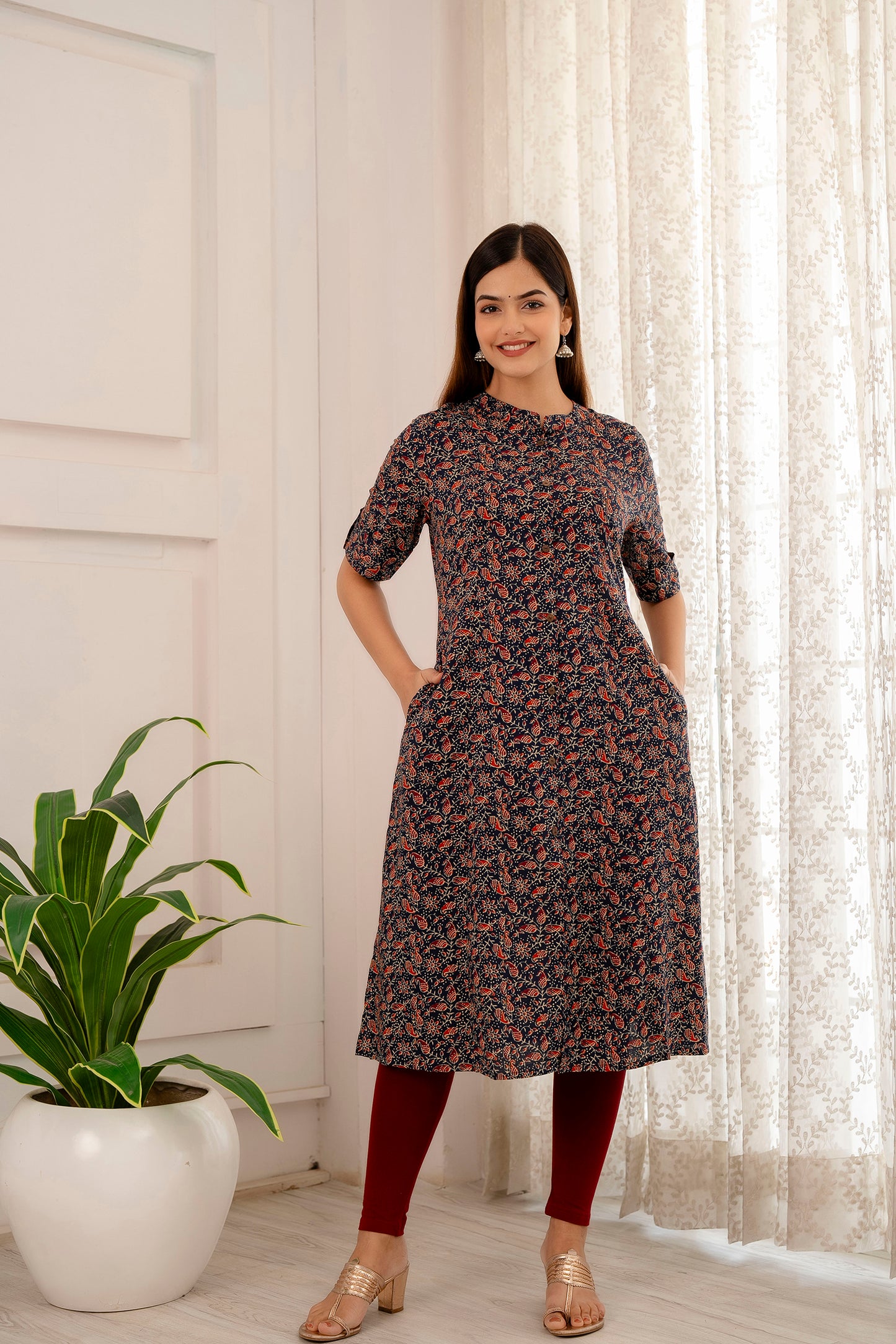 Kalamkari Print A-line Office Wear Kurti