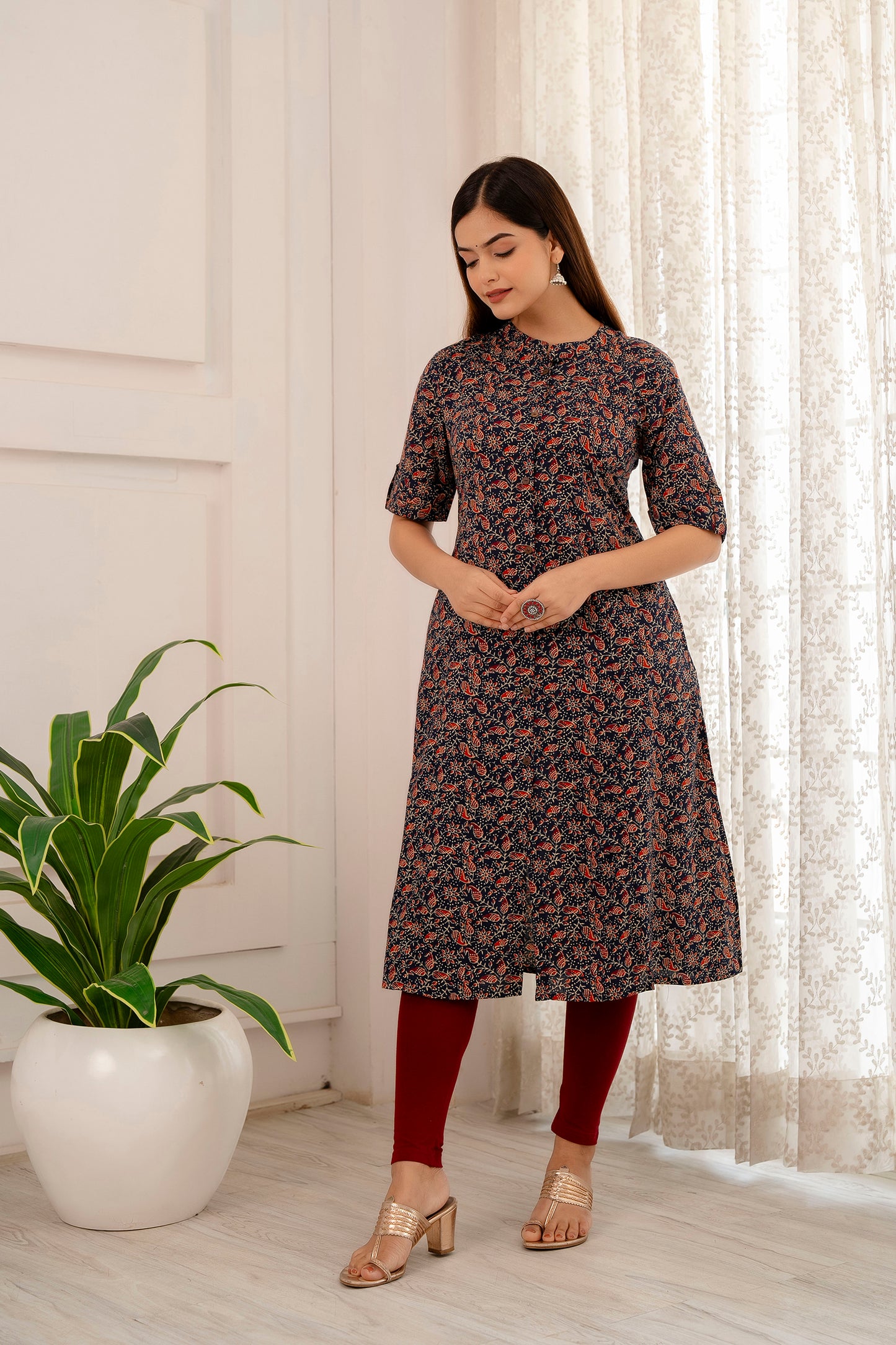 Kalamkari Print A-line Office Wear Kurti