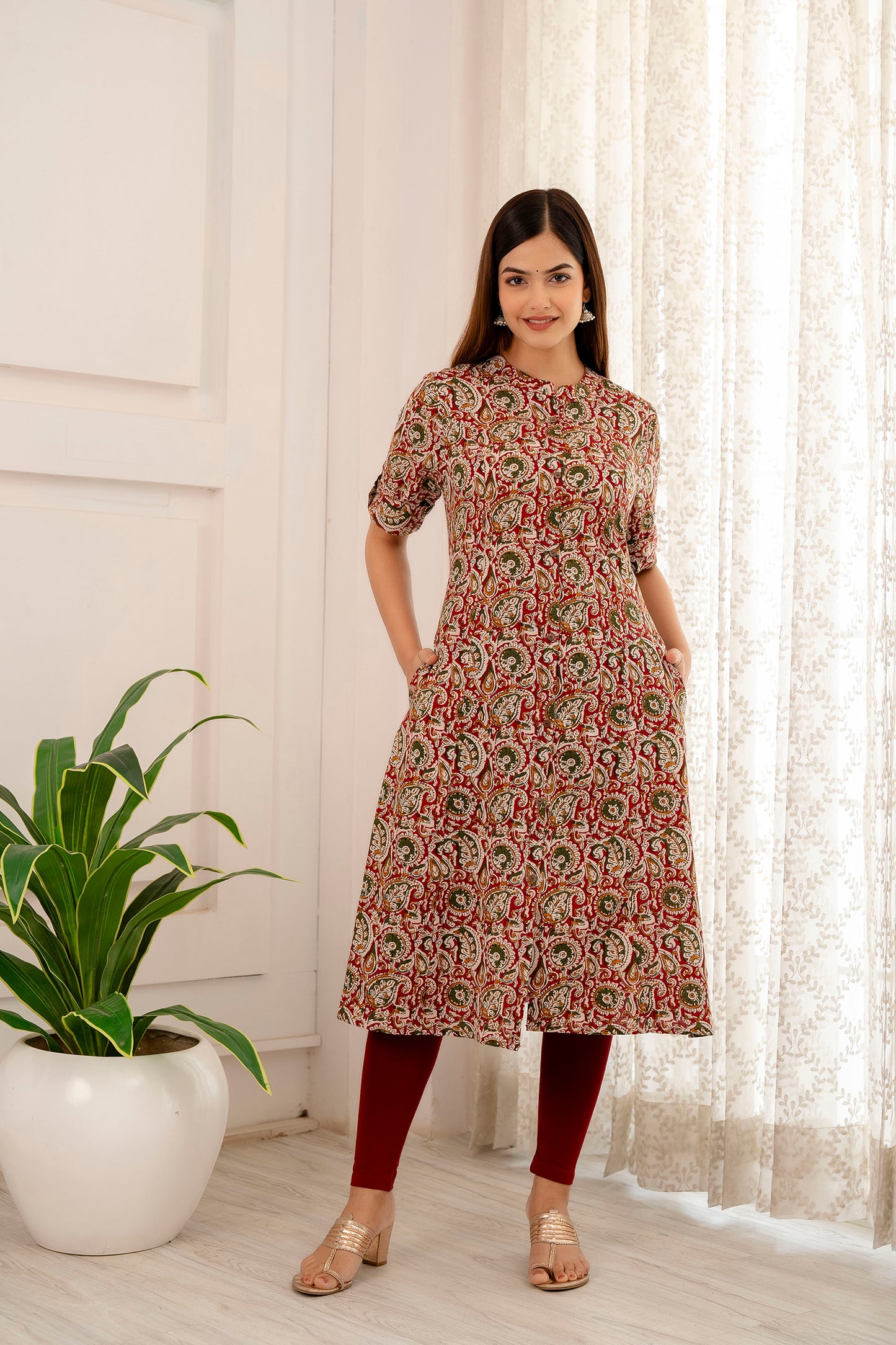 Kalamkari Print A-line Office Wear Kurti