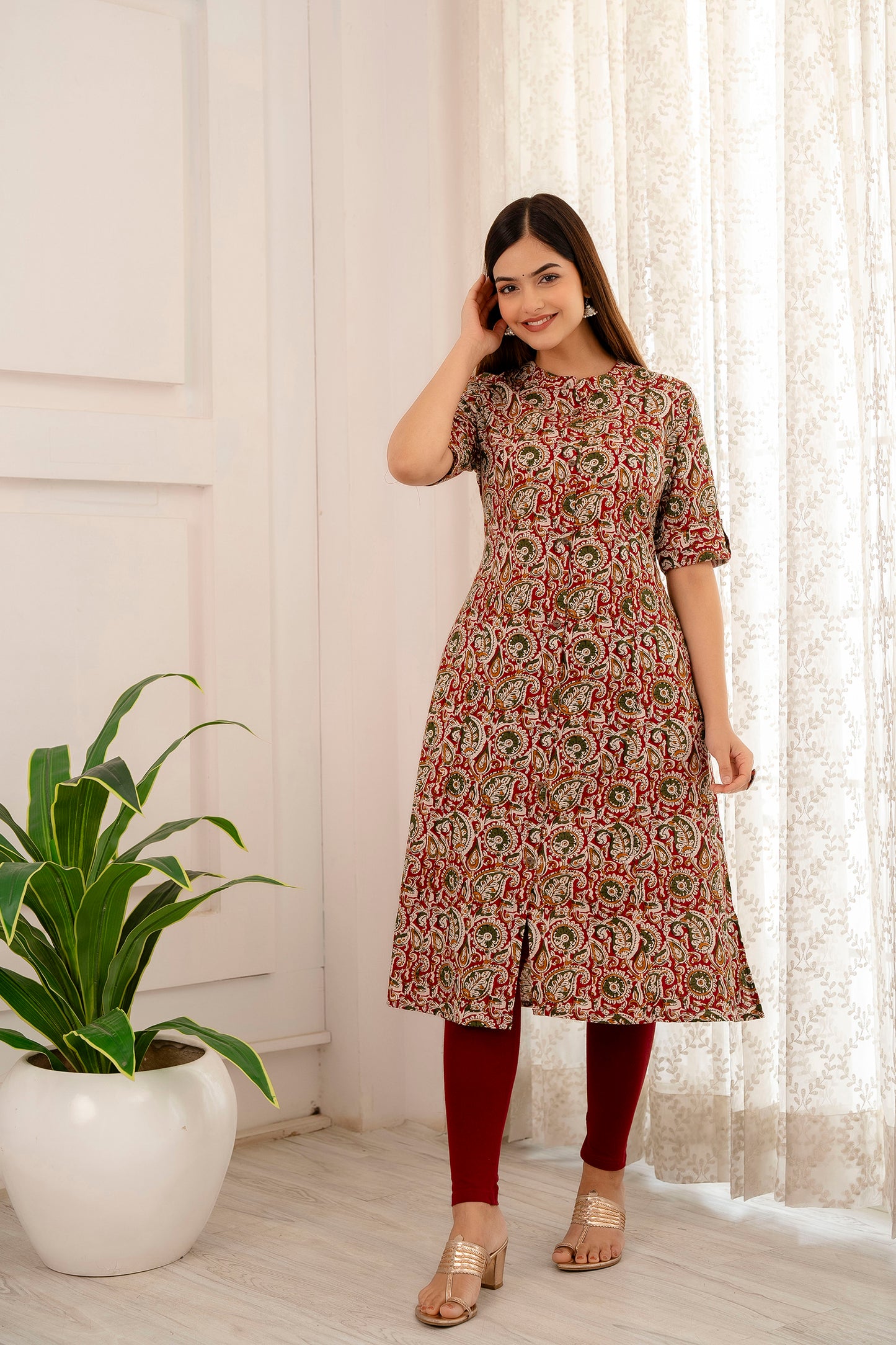 Kalamkari Print A-line Office Wear Kurti