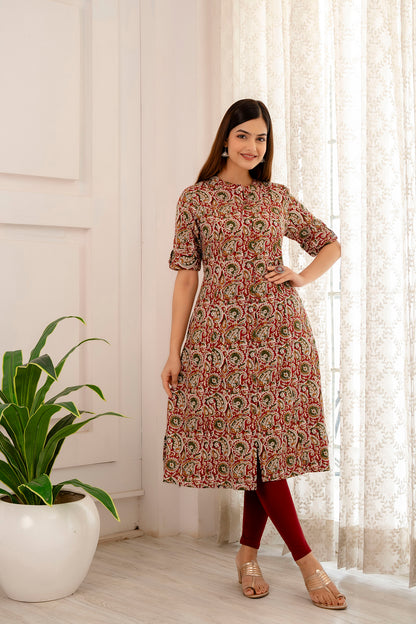 Kalamkari Print A-line Office Wear Kurti