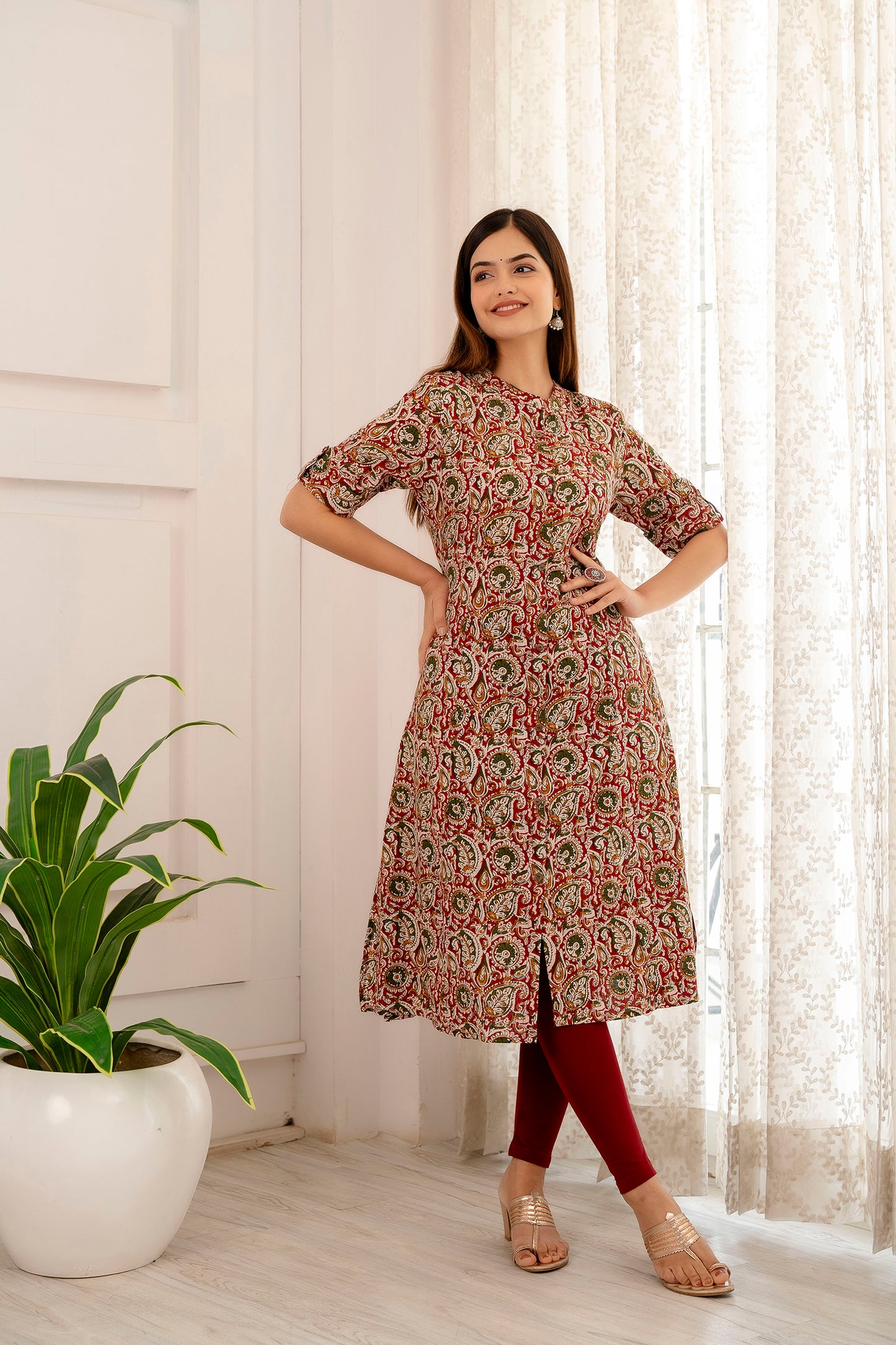 Kalamkari Print A-line Office Wear Kurti