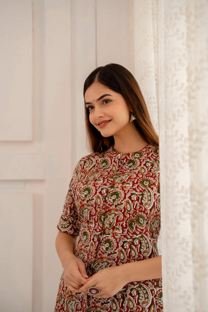 Kalamkari Print A-line Office Wear Kurti