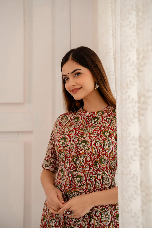 Kalamkari Print A-line Office Wear Kurti