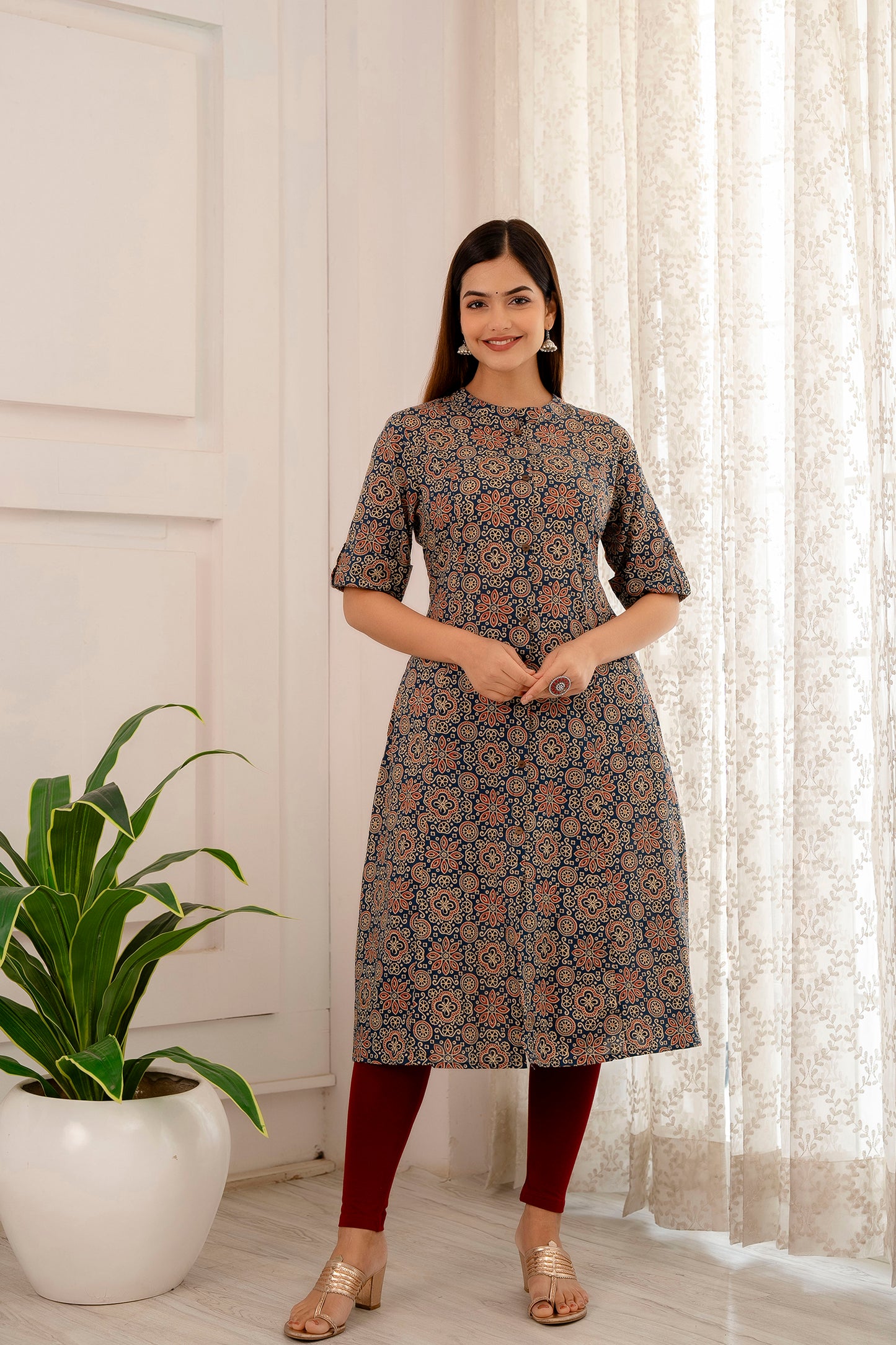 Patolla Print A-line Office  Wear Kurti