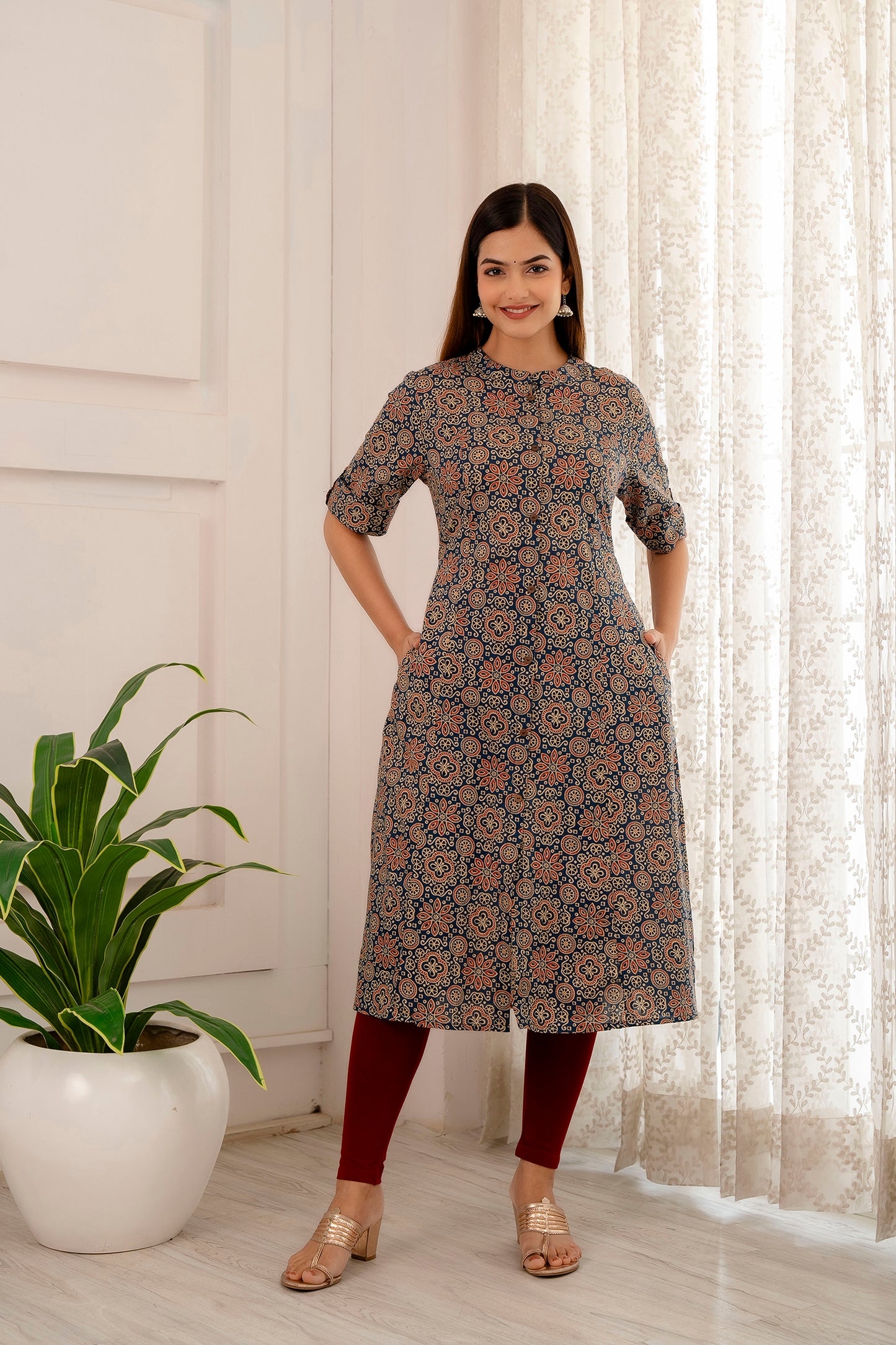 Patolla Print A-line Office  Wear Kurti