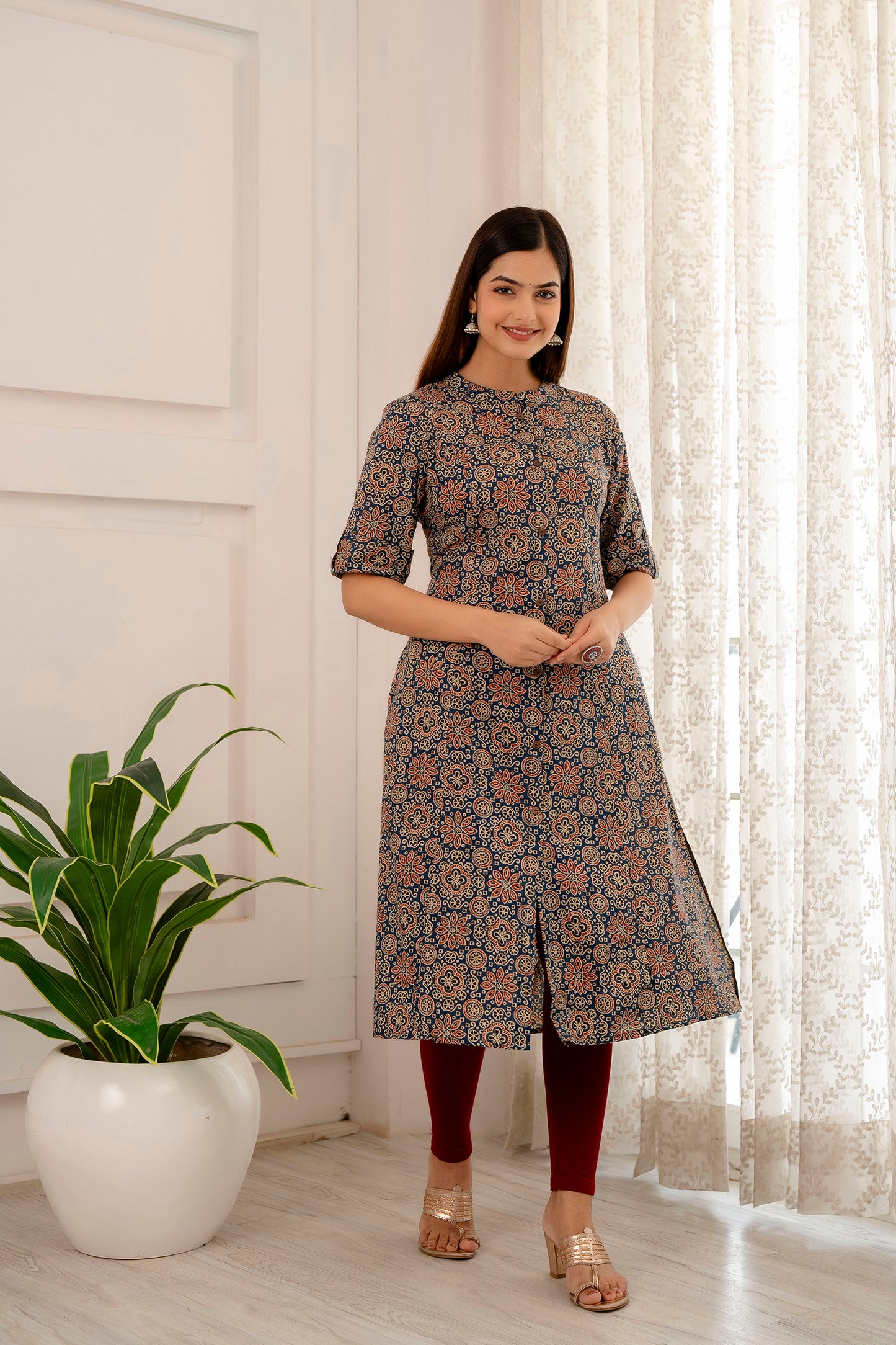 Patolla Print A-line Office  Wear Kurti