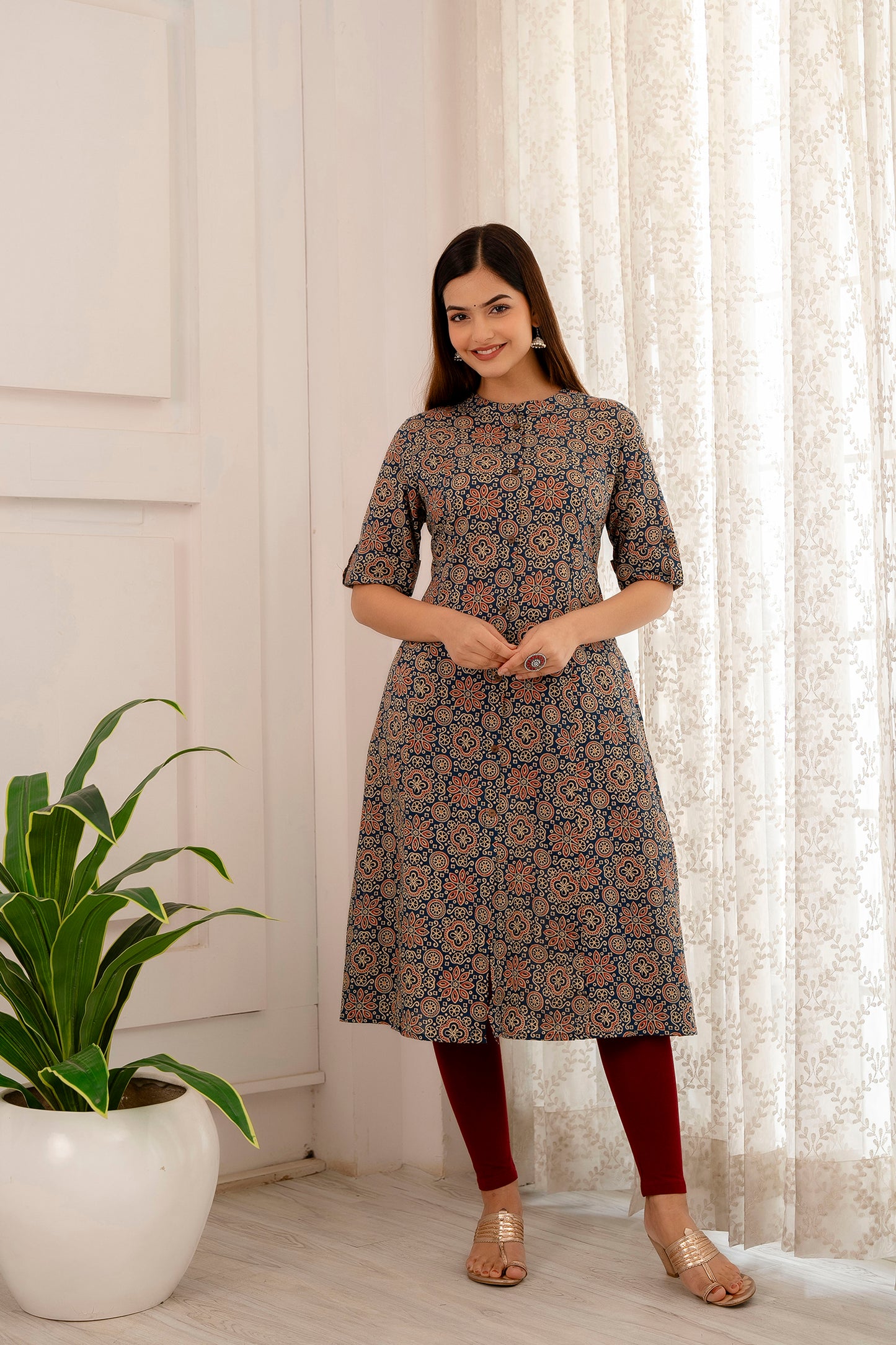 Patolla Print A-line Office  Wear Kurti