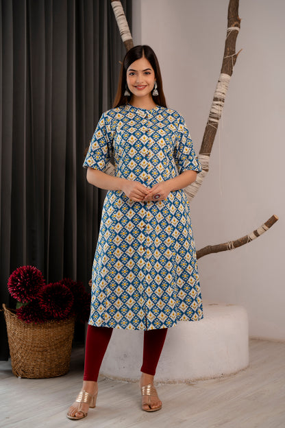 Traditional Print A-line Office Wear Kurti