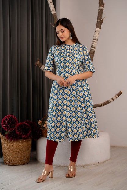 Traditional Print A-line Office Wear Kurti