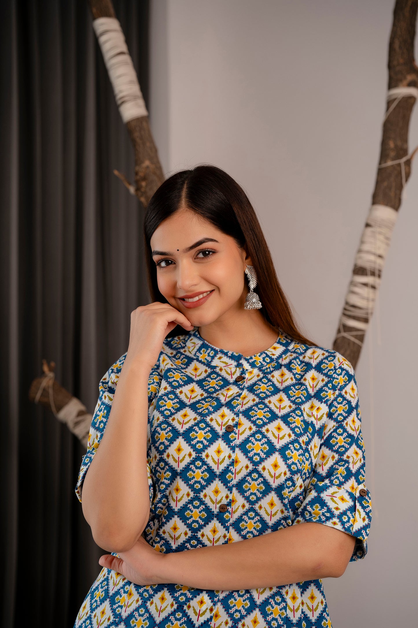 Traditional Print A-line Office Wear Kurti