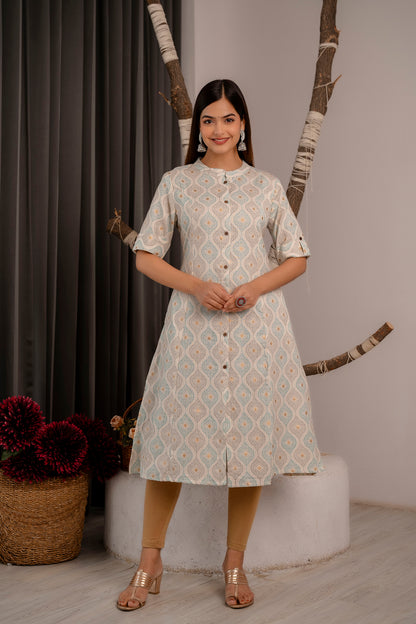 Traditional Print A-line Office Wear Kurti